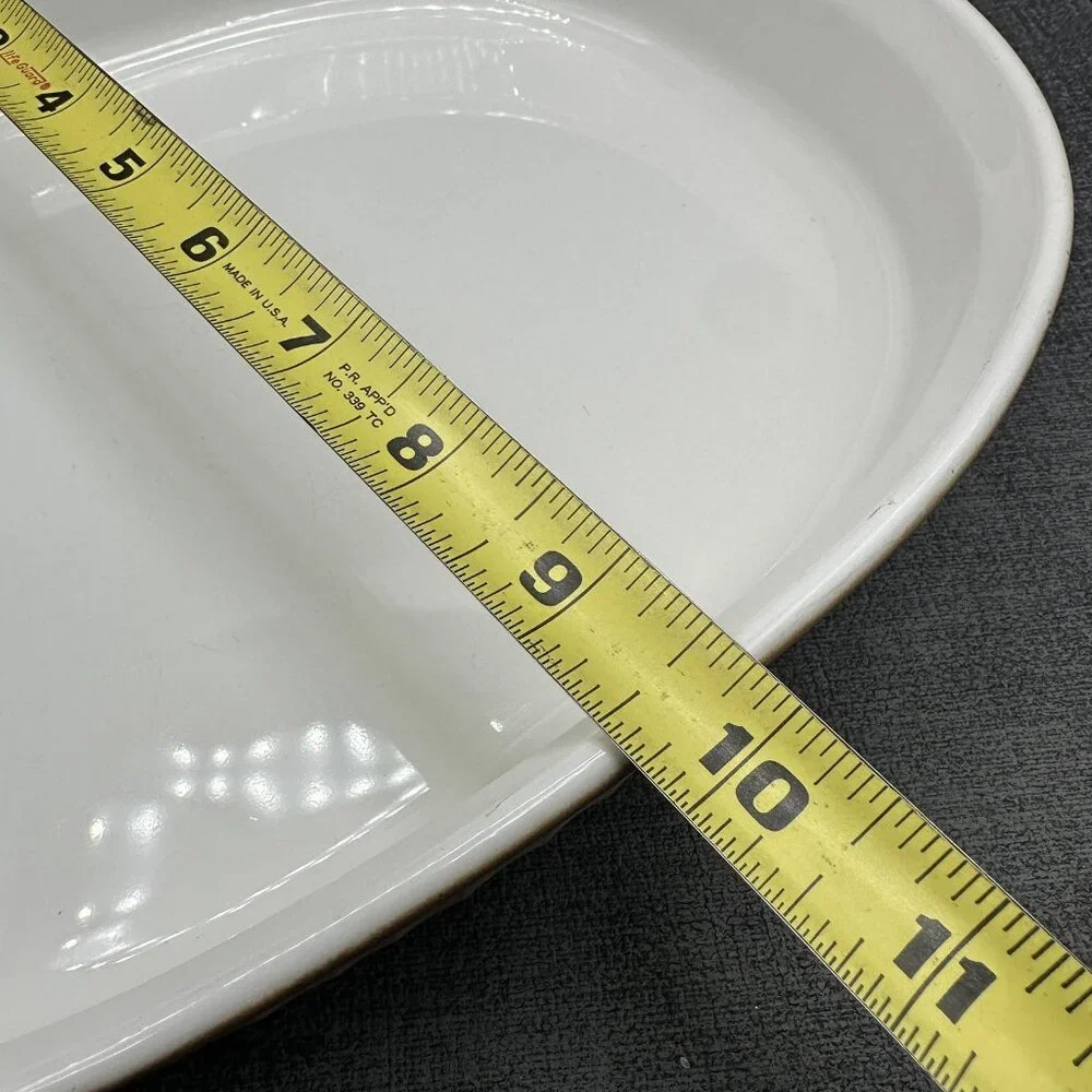 Vtg Corning Ware Oval Casserole F-4-B 2.5L French White Brown Ombre Ribbed